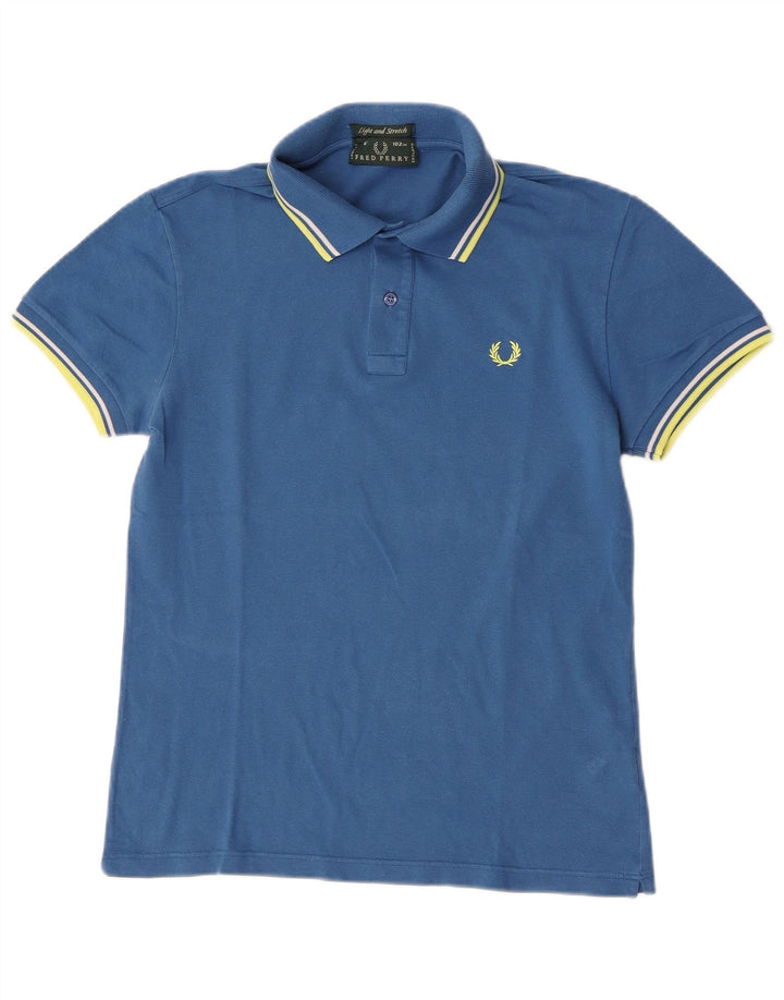 Fred Perry Mens Light and Stretch Polo Shirt Medium Blue Striped Cotton