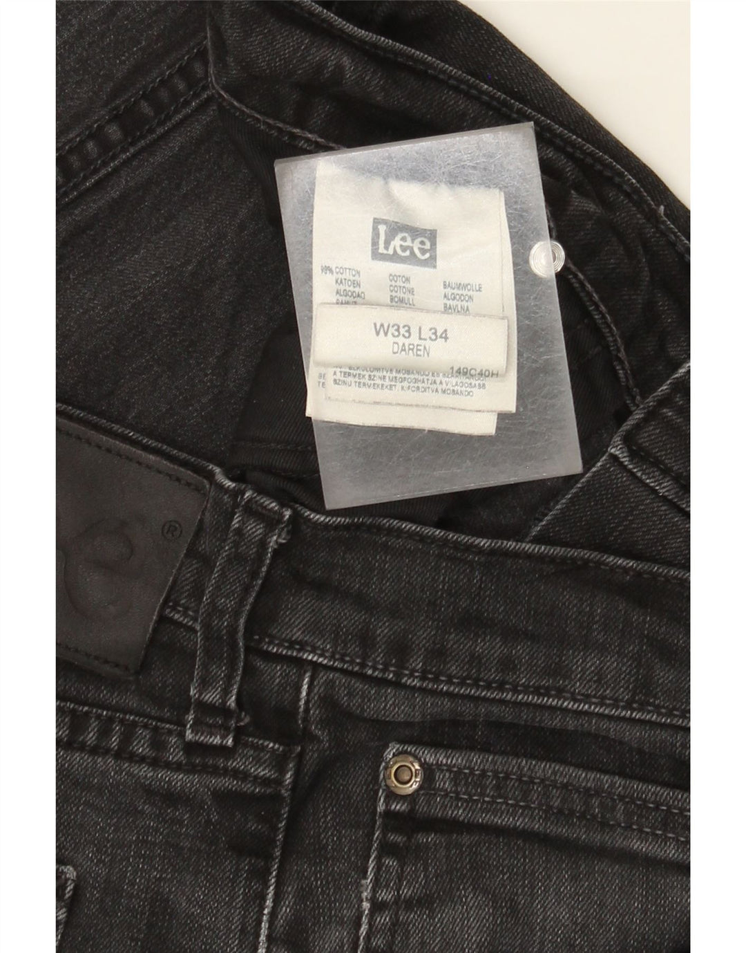 Lee Mens Daren Straight Jeans W33 L29 Black Cotton