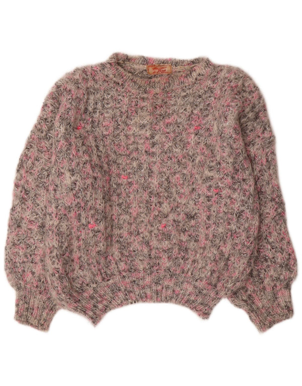 Vintage Womens Boat Neck Jumper Sweater UK 18 XL Grey Flecked