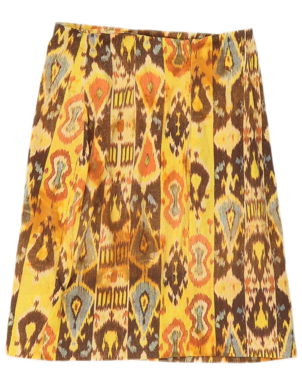 Max & Co. Womens A-Line Skirt W26 Small Yellow Ikat