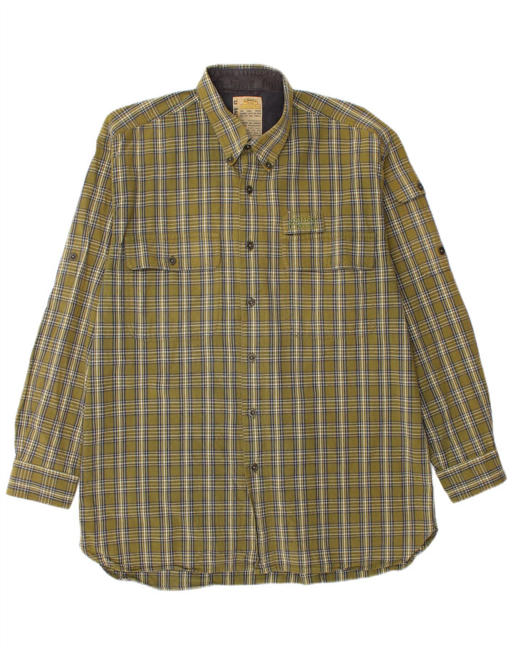 Camel Mens Flannel Shirt XL Khaki Check Cotton