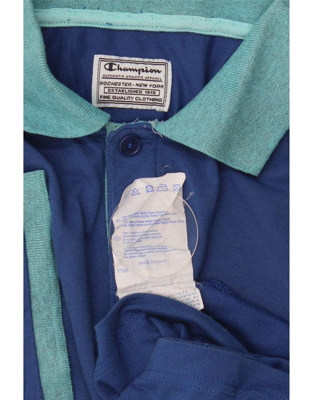 CHAMPION Mens Rugby Polo Shirt Medium Blue Cotton