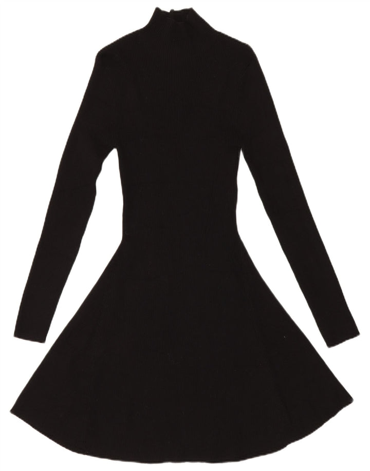 Zara Womens Jumper Dress UK 14 Medium Black Viscose