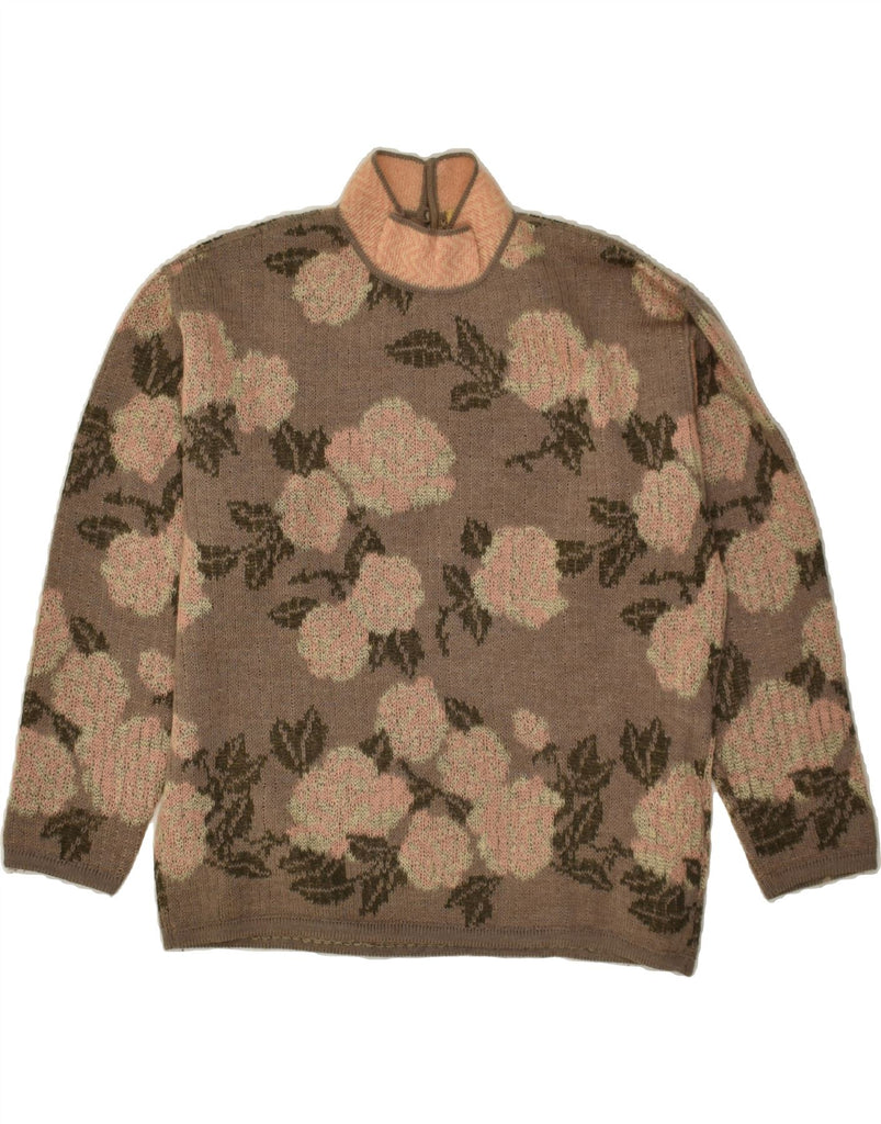 VINTAGE Womens Turtle Neck Jumper Sweater IT 46 Large Brown Floral | Vintage Vintage | Thrift | Second-Hand Vintage | Used Clothing | Messina Hembry 