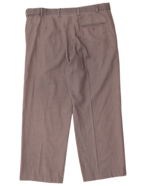Marks & Spencer Mens Straight Suit Trousers W34 L26 Grey Wool