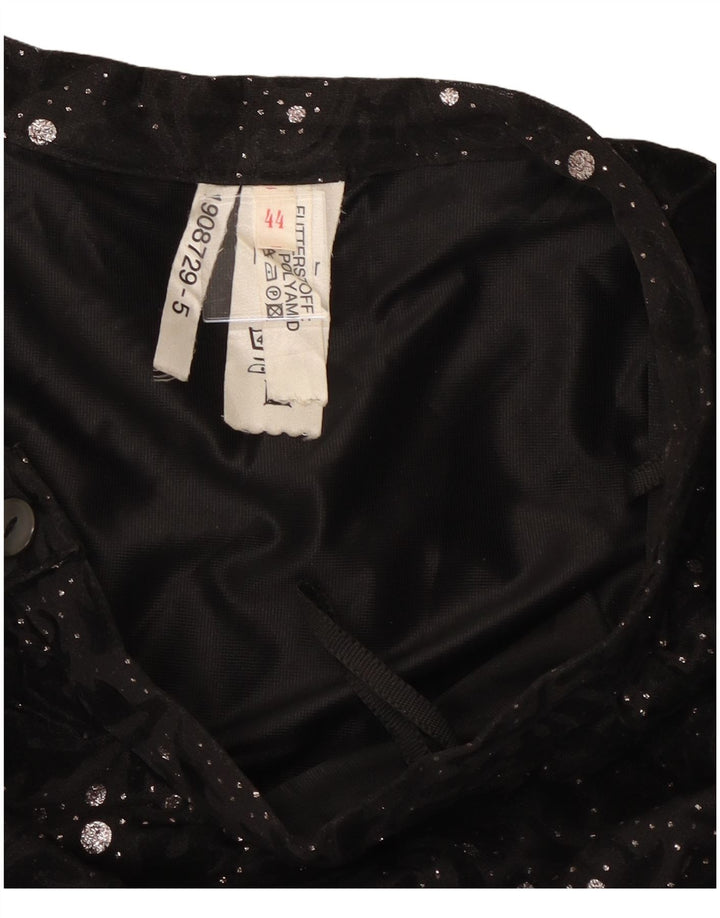 Vintage Womens Tiered Skirt IT 44 Medium W30  Black Paisley Polyamide