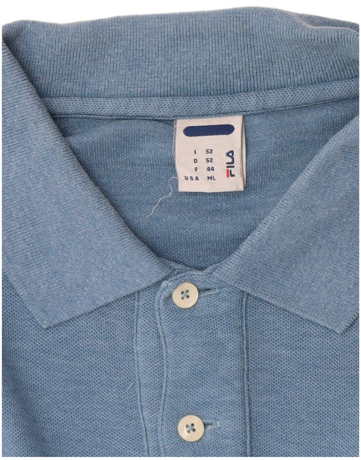 Fila Mens Polo Shirt IT 52 Large Blue Flecked Cotton