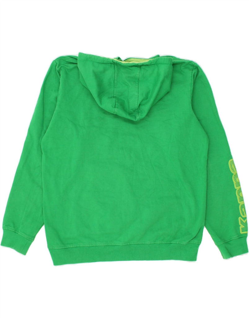 KAPPA Womens Graphic Hoodie Jumper UK 16 Large Green Cotton | Vintage Kappa | Thrift | Second-Hand Kappa | Used Clothing | Messina Hembry 