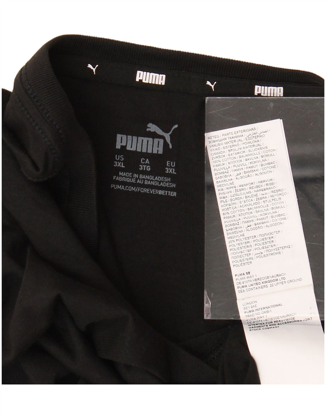 PUMA Mens T-Shirt Top 3XL Black Cotton