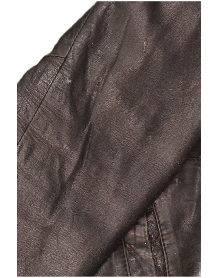 Fred Mello Womens Leather Jacket UK 20 2XL Black Leather