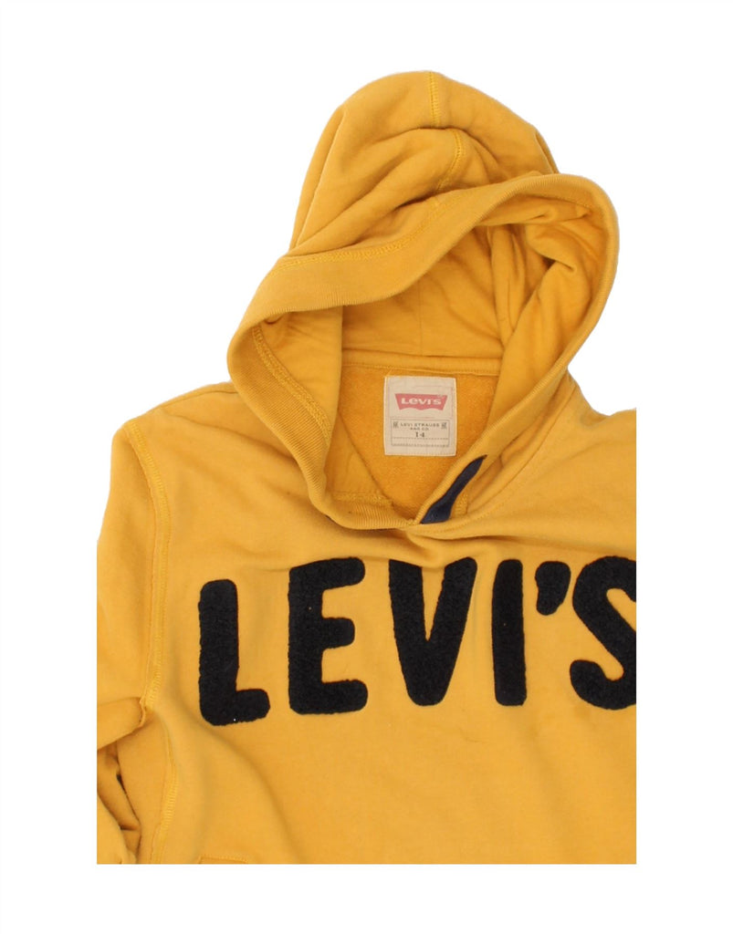 LEVI'S Boys Graphic Hoodie Jumper 13-14 Years Yellow Cotton | Vintage Levi's | Thrift | Second-Hand Levi's | Used Clothing | Messina Hembry 