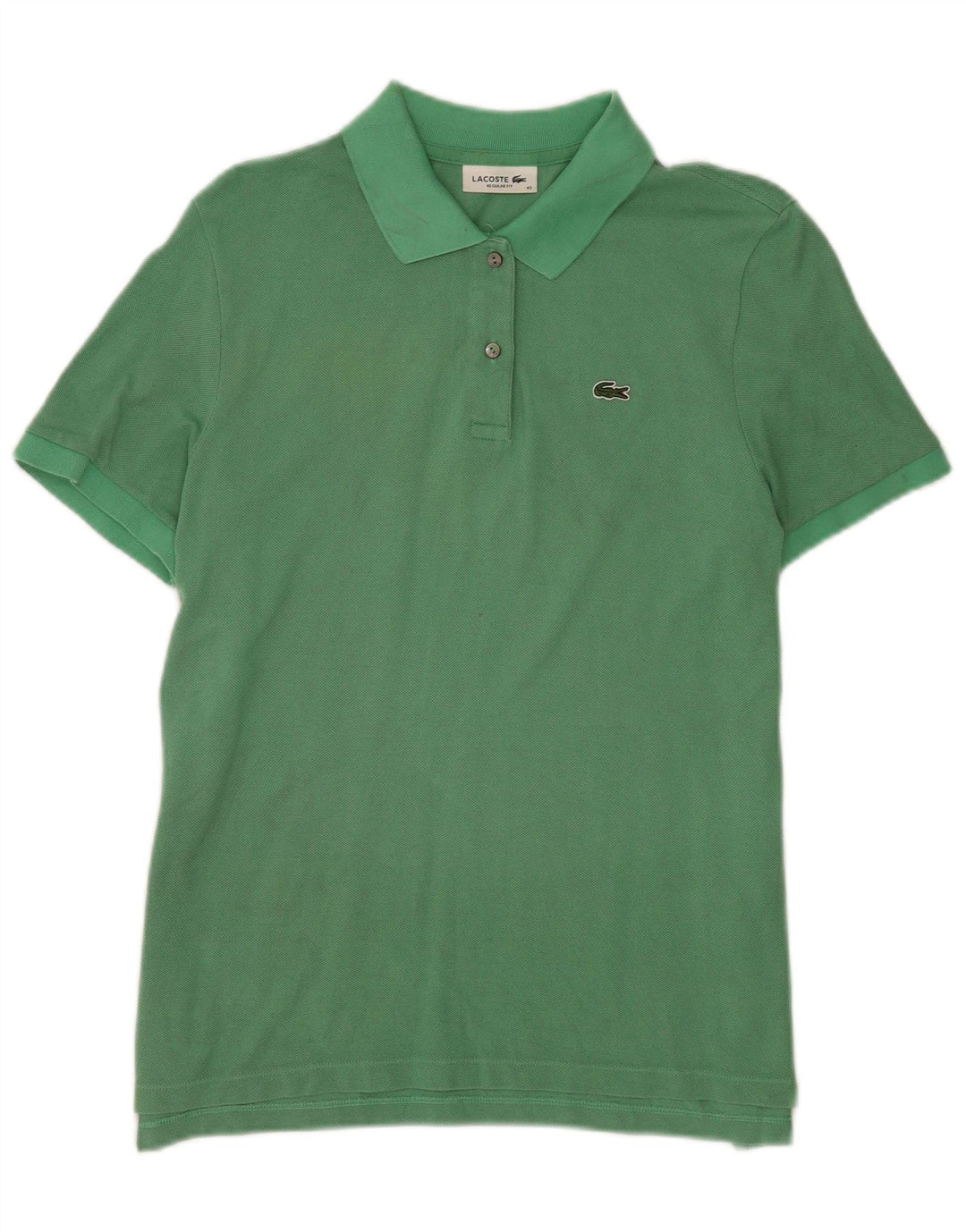 Lacoste Womens Polo Shirt Size 42 Large Green Cotton