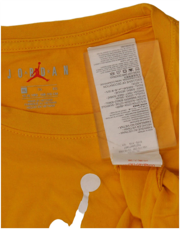 JORDAN Boys Graphic T-Shirt Top 13-14 Years XL Yellow Cotton