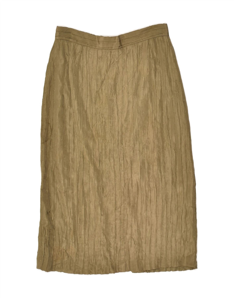 VINTAGE Womens Midi Skirt IT 42 Medium W26 Khaki Viscose | Vintage Vintage | Thrift | Second-Hand Vintage | Used Clothing | Messina Hembry 