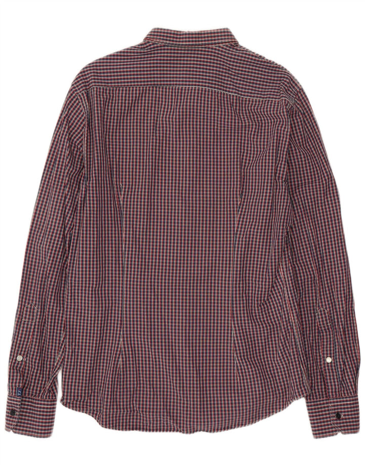 Trussardi Jeans Mens Flannel Shirt Medium Red Check