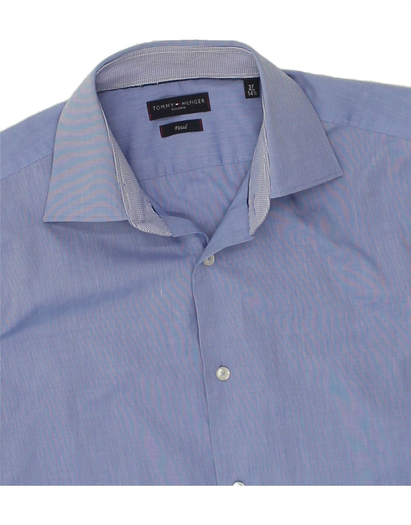 TOMMY HILFIGER Mens Tailored Fitted Shirt Size 37 14 1/2 Small Blue Cotton Vintage Tommy Hilfiger and Second-Hand Tommy Hilfiger from Messina Hembry 