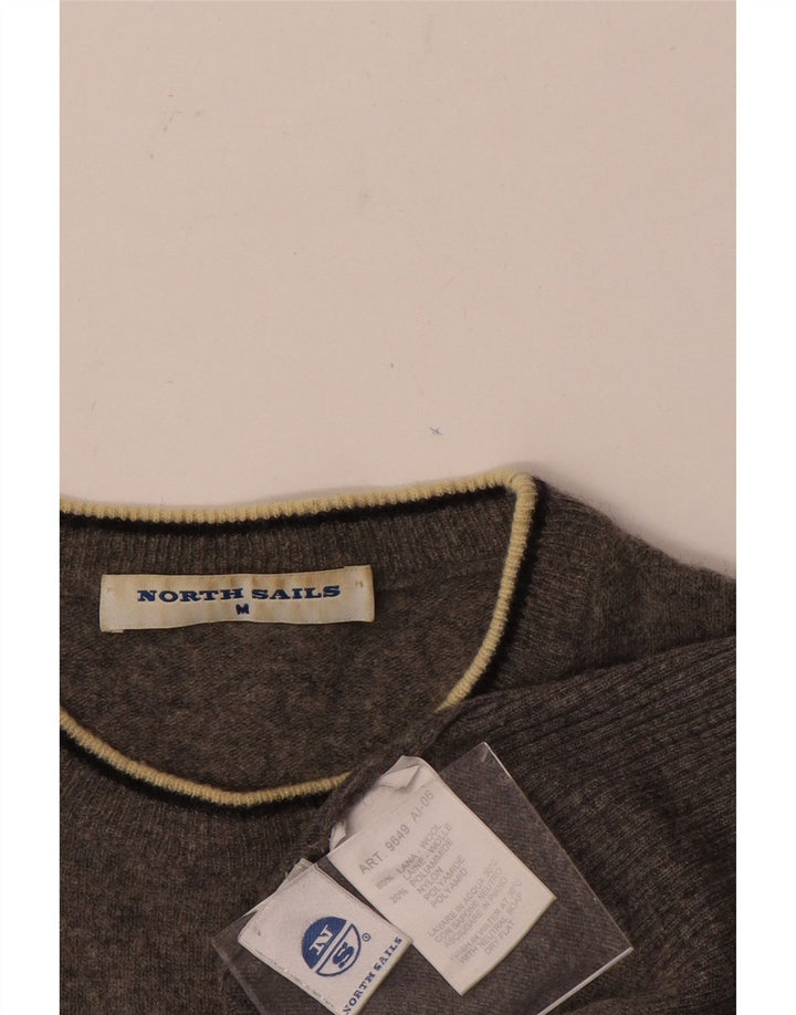 North Sails Mens Graphic Crew Neck Jumper Sweater Medium Grey Flecked Wool