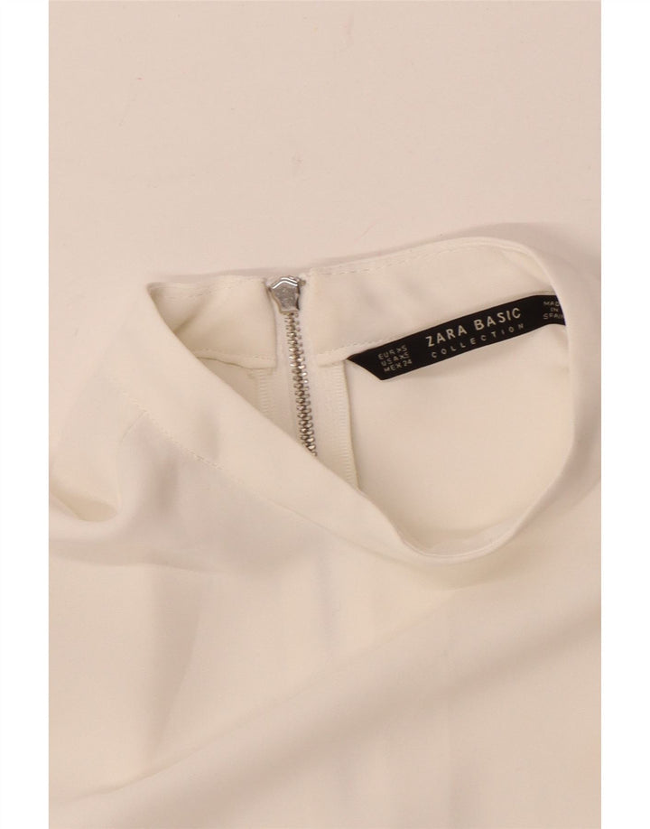 Zara Womens 3/4 Sleeve Blouse Top UK 6 XS White