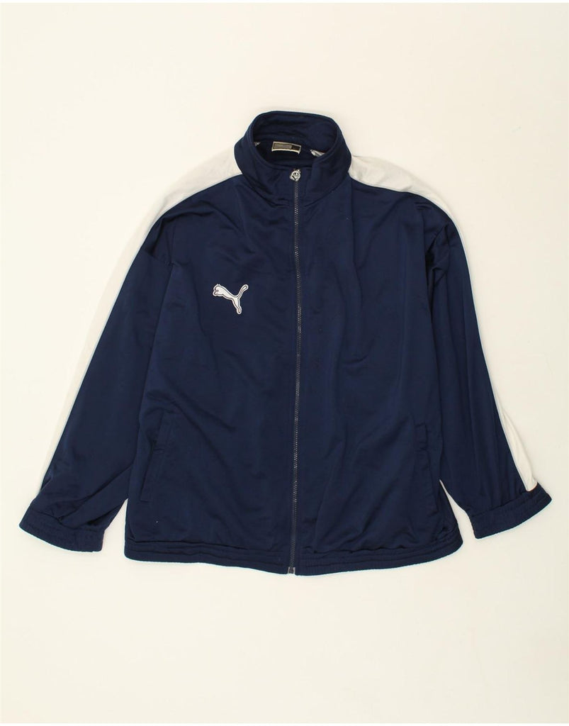 PUMA Mens Tracksuit Top Jacket XL Navy Blue Colourblock Polyester | Vintage Puma | Thrift | Second-Hand Puma | Used Clothing | Messina Hembry 