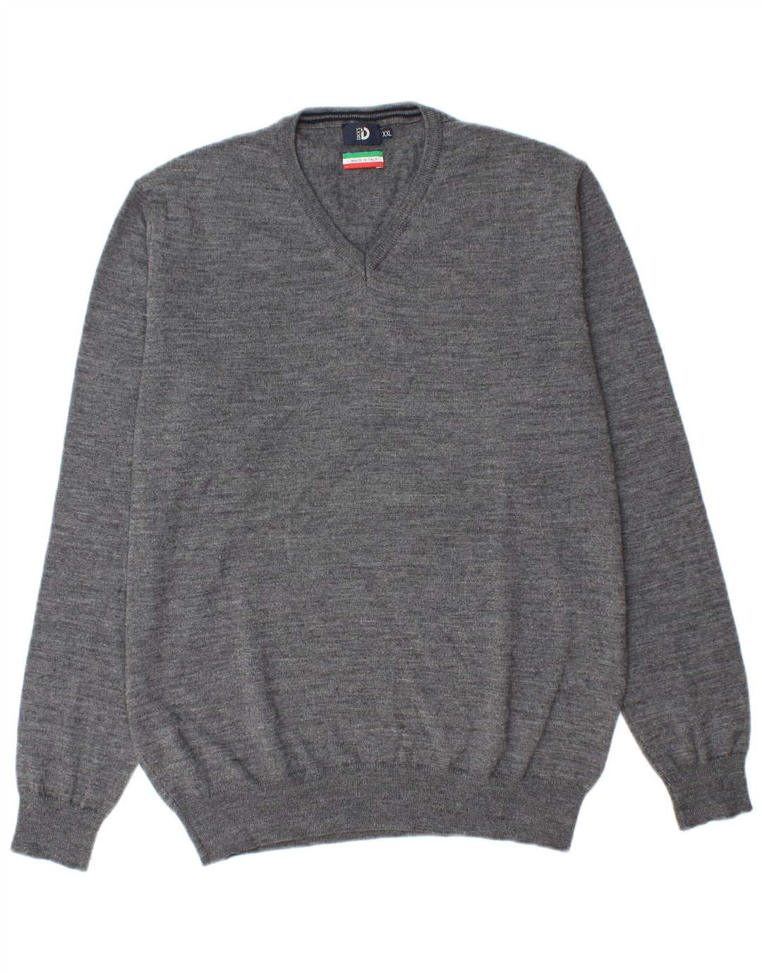 Dack's Mens V-Neck Jumper Sweater 2XL Grey Wool