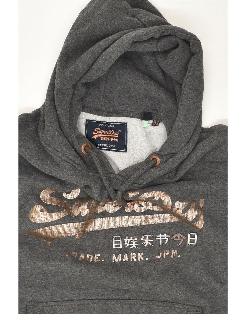 SUPERDRY Womens Graphic Hoodie Jumper UK 16  Large Grey Cotton | Vintage Superdry | Thrift | Second-Hand Superdry | Used Clothing | Messina Hembry 