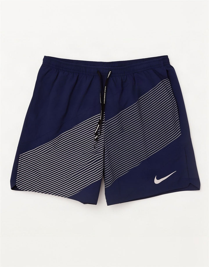 Nike Mens Dri Fit Sport Shorts Large Navy Blue Striped Polyester