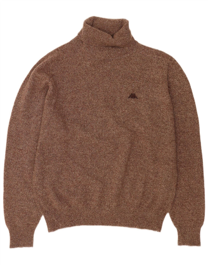 Kappa Mens Roll Neck Jumper Sweater Large Brown Flecked Wool