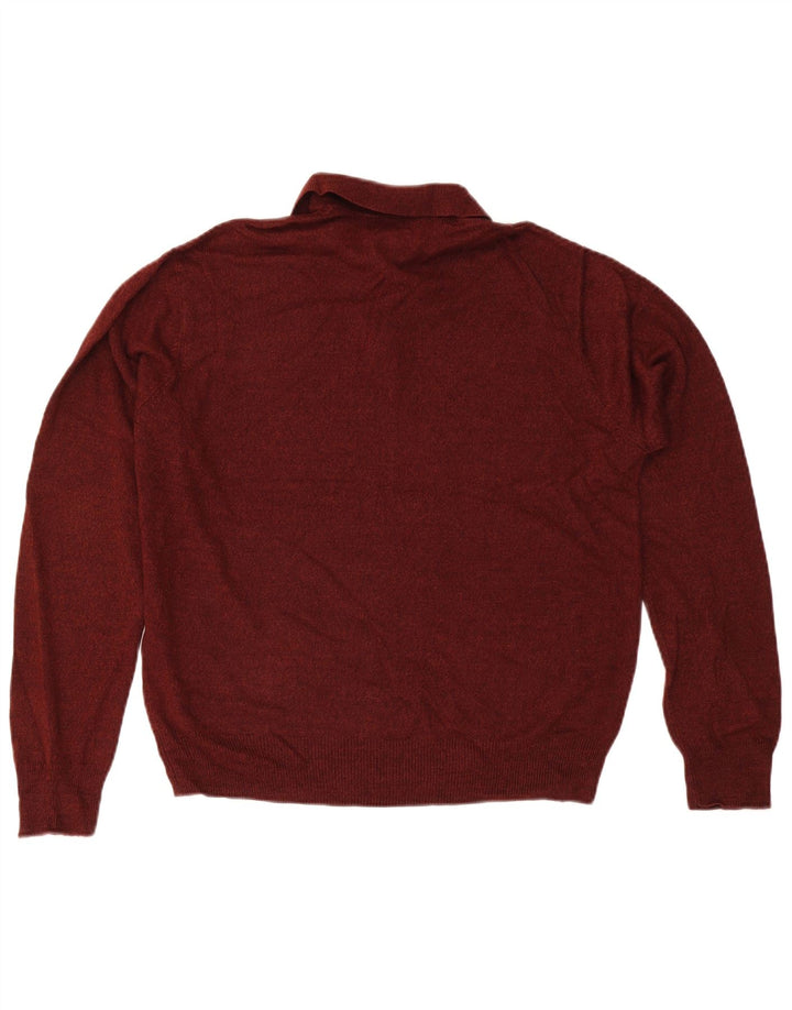 Dockers Mens Polo Neck Jumper Sweater Medium Burgundy Argyle/Diamond