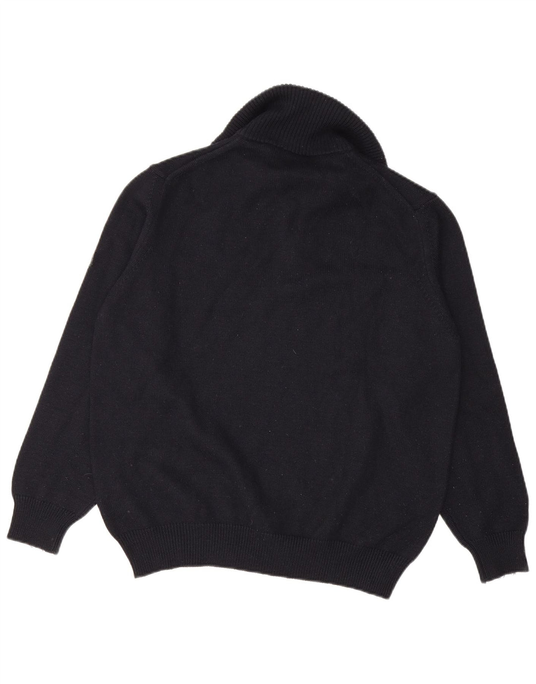 NAVIGARE Mens Zip Neck Jumper Sweater Medium Navy Blue Merino Wool