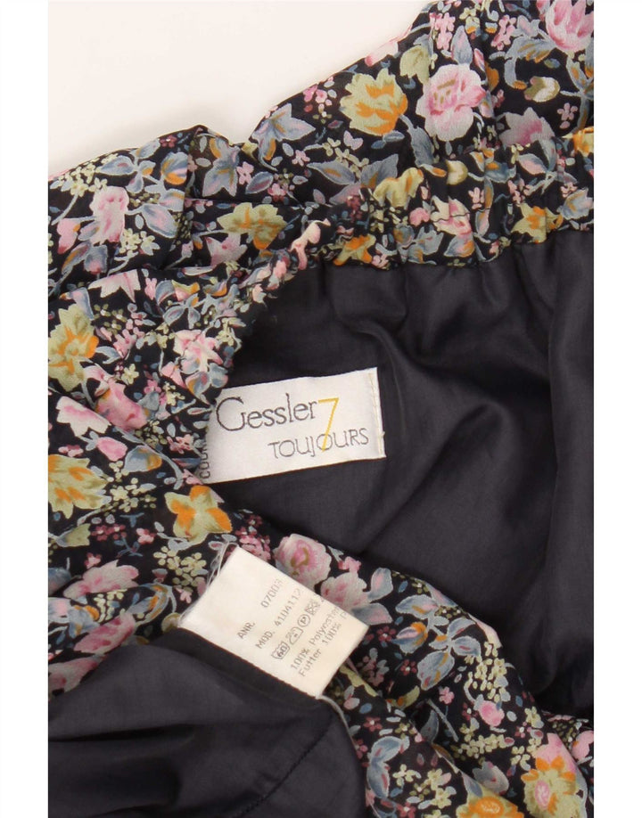 Vintage Womens A-Line Skirt W34 Large Navy Blue Floral Polyester