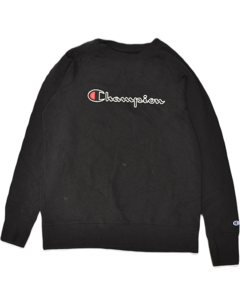 CHAMPION Mens Graphic Sweatshirt Jumper Small Black Cotton | Vintage Champion | Thrift | Second-Hand Champion | Used Clothing | Messina Hembry 