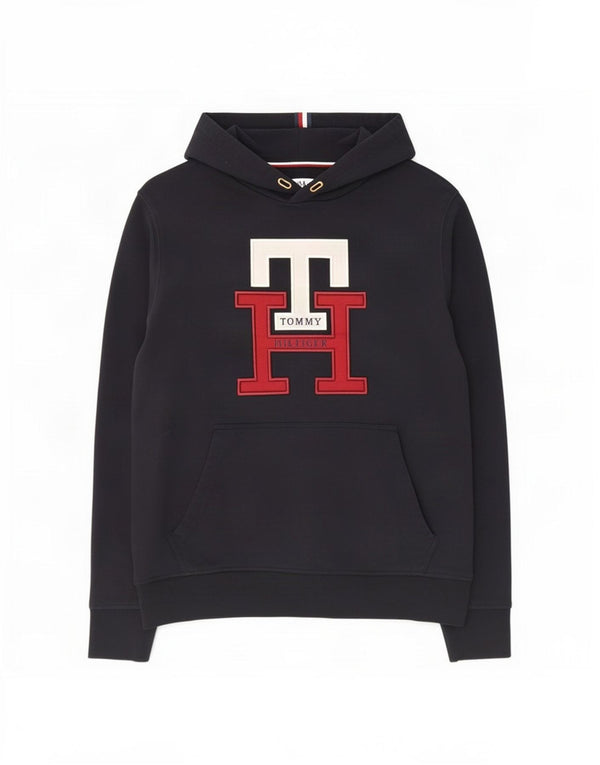 Tommy Hilfiger Mens Graphic Hoodie Jumper Medium Navy Blue Cotton