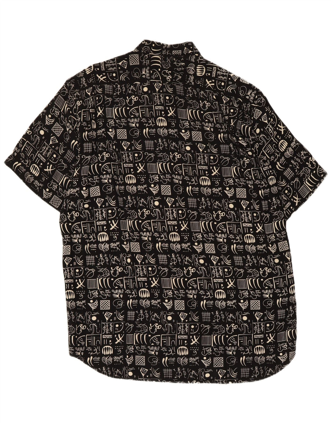 Cacharel Mens Abstract Pattern Short Sleeve Shirt Size 40 Medium Black
