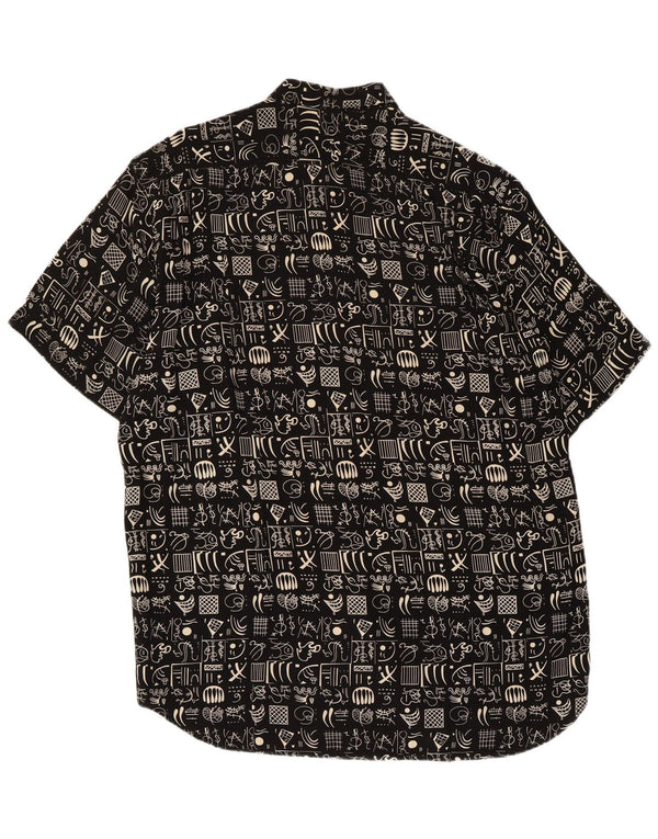 Cacharel Mens Abstract Pattern Short Sleeve Shirt Size 40 Medium Black