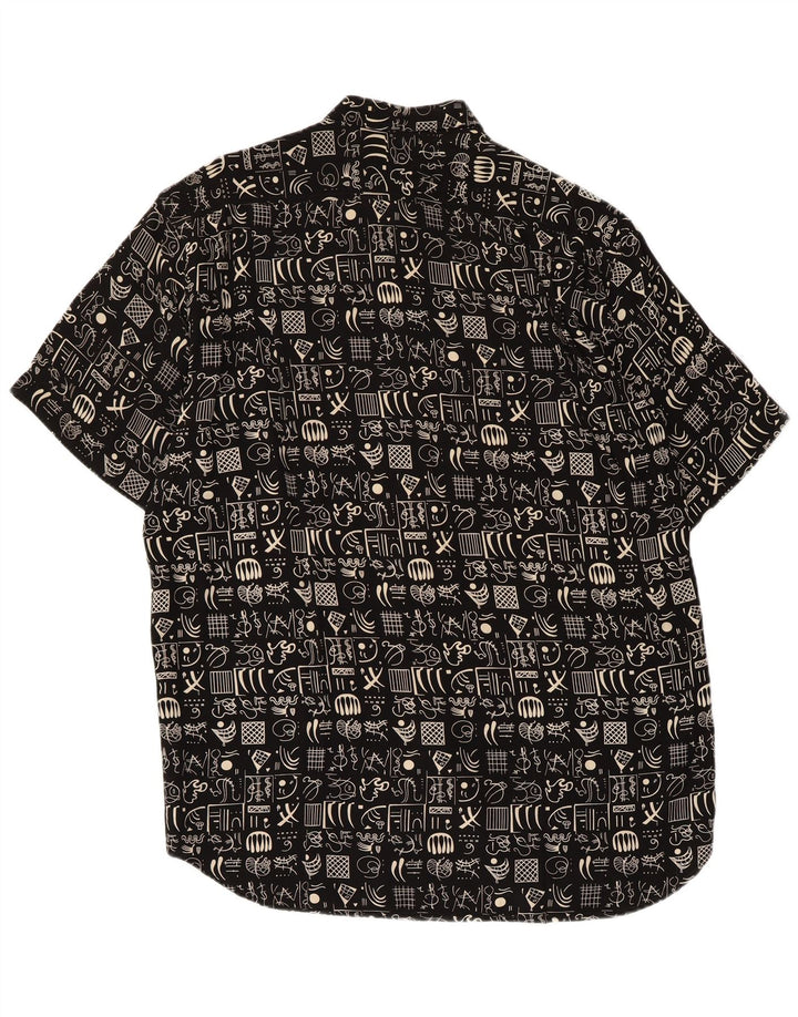 Cacharel Mens Abstract Pattern Short Sleeve Shirt Size 40 Medium Black