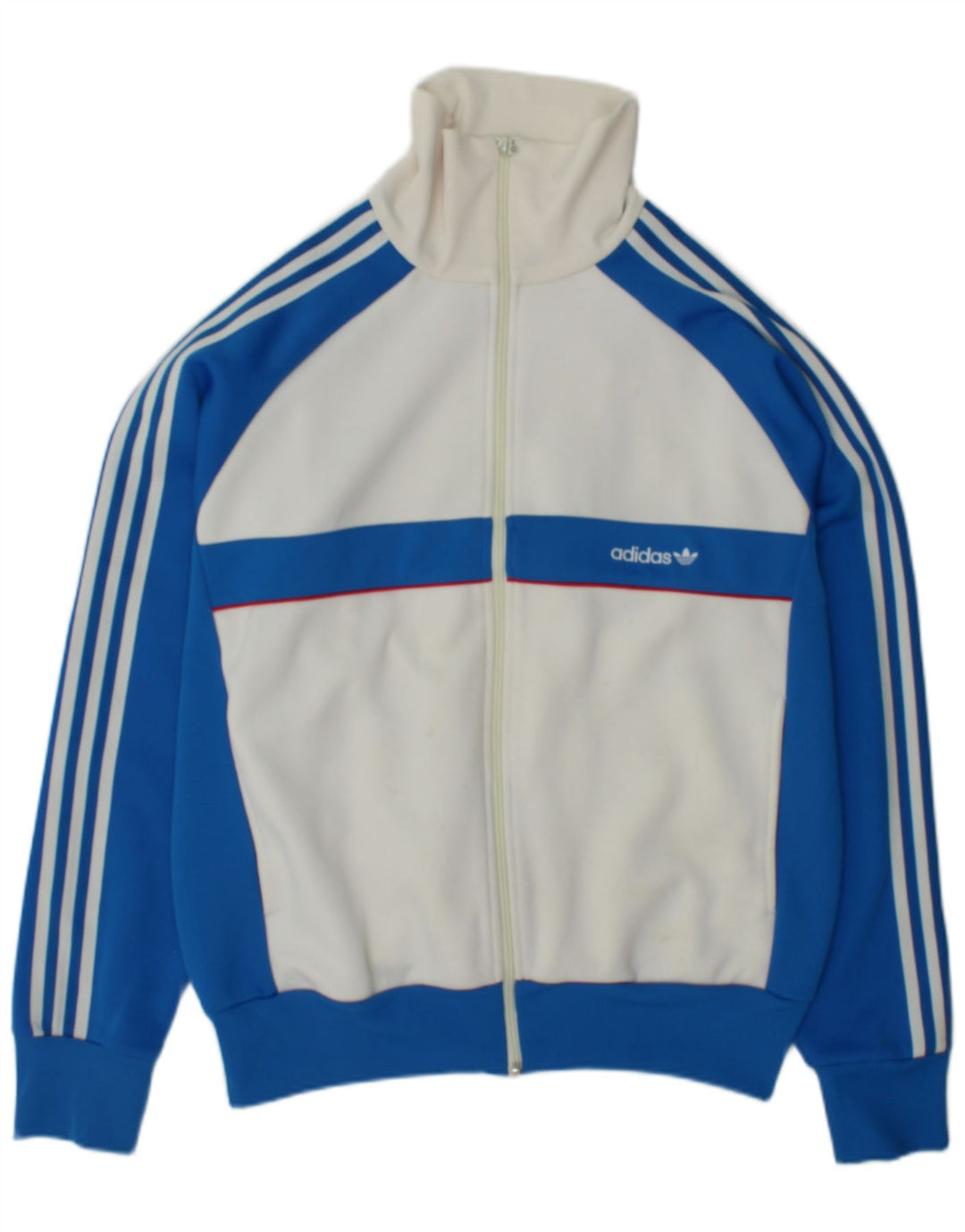 Adidas Mens Tracksuit Top Jacket Large White Colourblock Polyester
