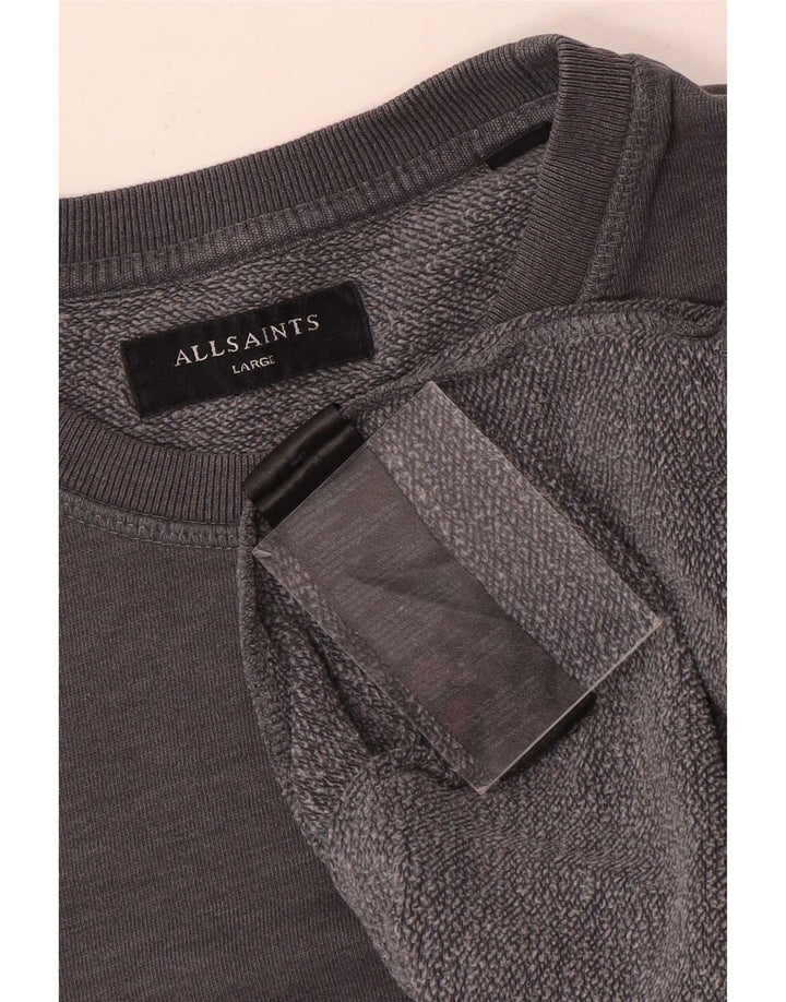 All Saints Mens Sweatshirt Jumper Large Grey Cotton