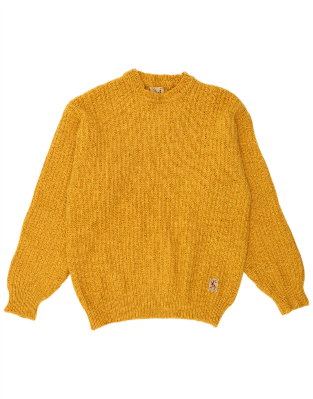 Replay Mens Crew Neck Jumper Sweater Large Yellow Lambswool