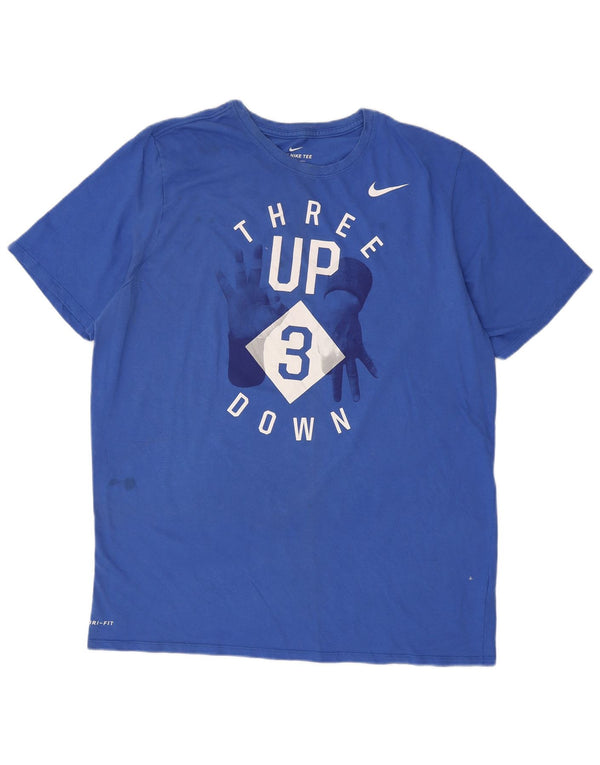 Nike Mens Dri Fit Graphic T-Shirt Top 2XL Blue Cotton