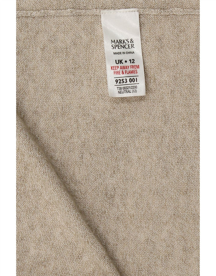 Marks & Spencer Womens Longline Cardigan Sweater UK 12 Medium Beige Linen