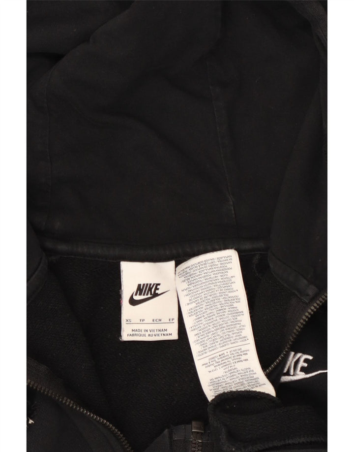 NIKE Womens Oversized Zip Hoodie Sweater UK 6 XS Black Cotton