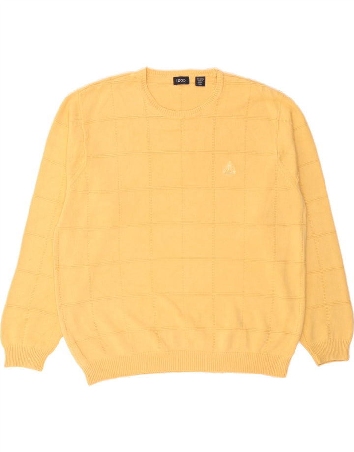 IZOD Mens Crew Neck Jumper Sweater 2XL Yellow Check Cotton Vintage Izod and Second-Hand Izod from Messina Hembry 