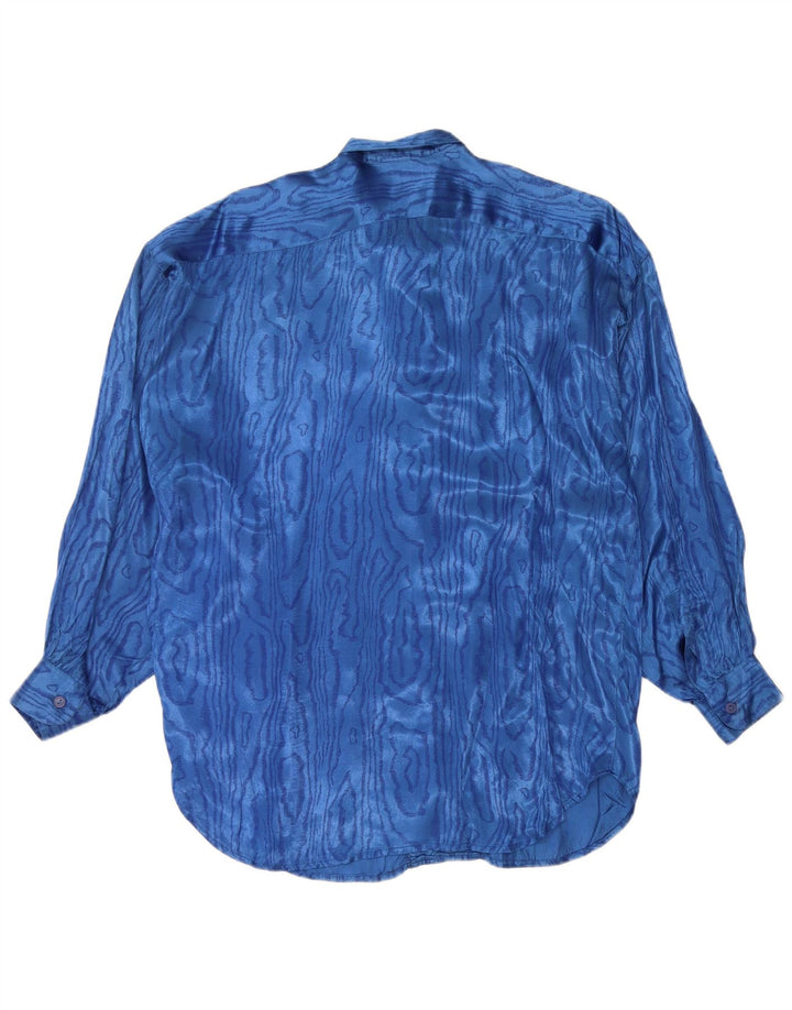Benetton Womens Abstract Pattern Shirt Blouse IT 42 Medium Blue