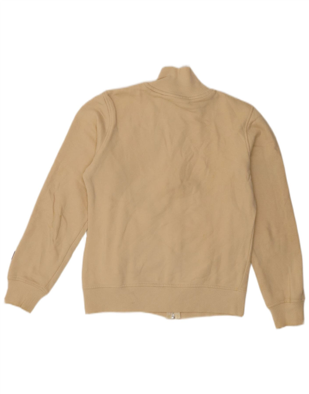Asics Womens Graphic Tracksuit Top Jacket UK 10 Small Beige Cotton