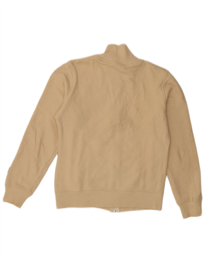 Asics Womens Graphic Tracksuit Top Jacket UK 10 Small Beige Cotton