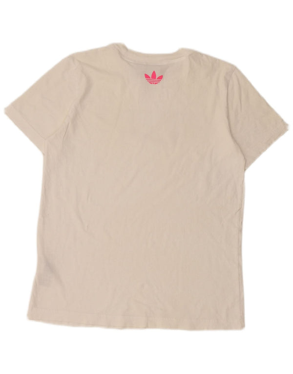 Adidas Womens Graphic T-Shirt Top UK 12 Medium White Cotton