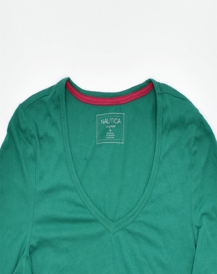 NAUTICA Womens Sleepwear Top 3/4 Sleeve UK 12 Medium Green Cotton | Vintage | Thrift | Second-Hand | Used Clothing | Messina Hembry 