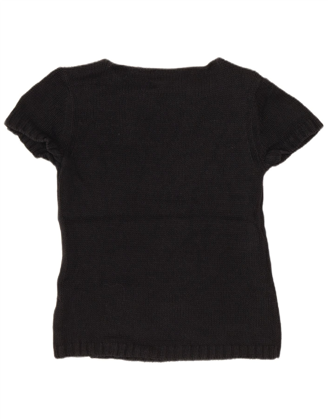 Eddie Bauer Womens Crop Boat Neck Jumper Sweater UK 12 Medium Black