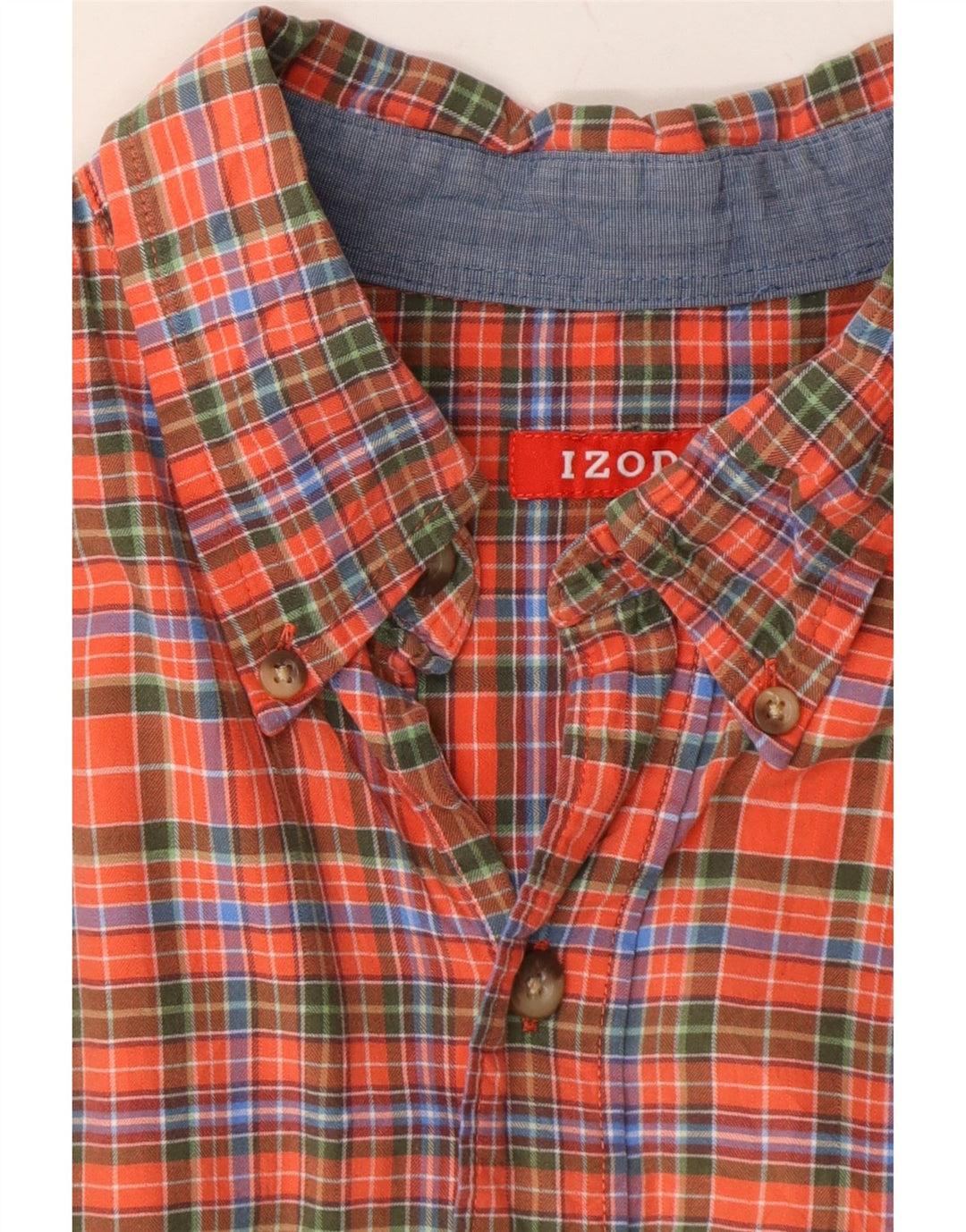 IZOD Mens Flannel Shirt XL Orange Check Cotton Vintage Izod and Second-Hand Izod from Messina Hembry 