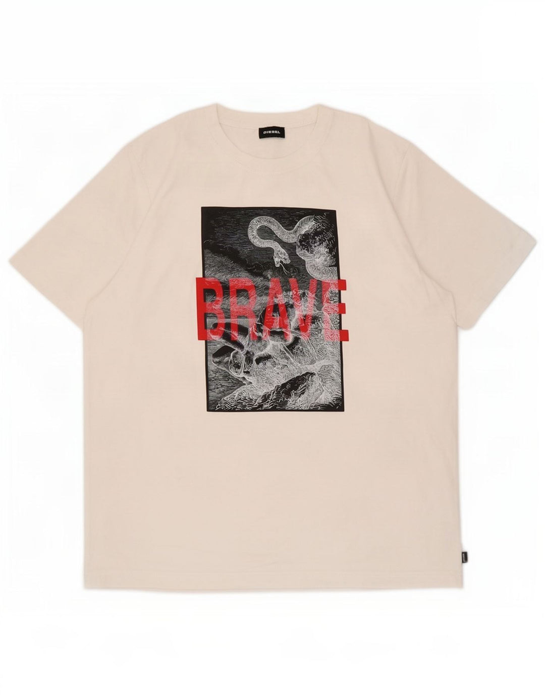 Diesel Mens Graphic T-Shirt Top Large White Cotton